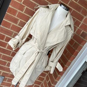 Kaufmanfranco tan khaki 3/4 sleeve trench coat